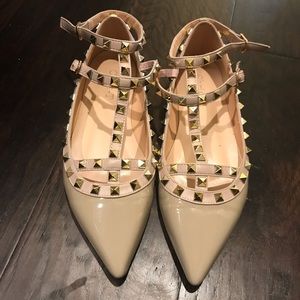 Studded T Strap Flats